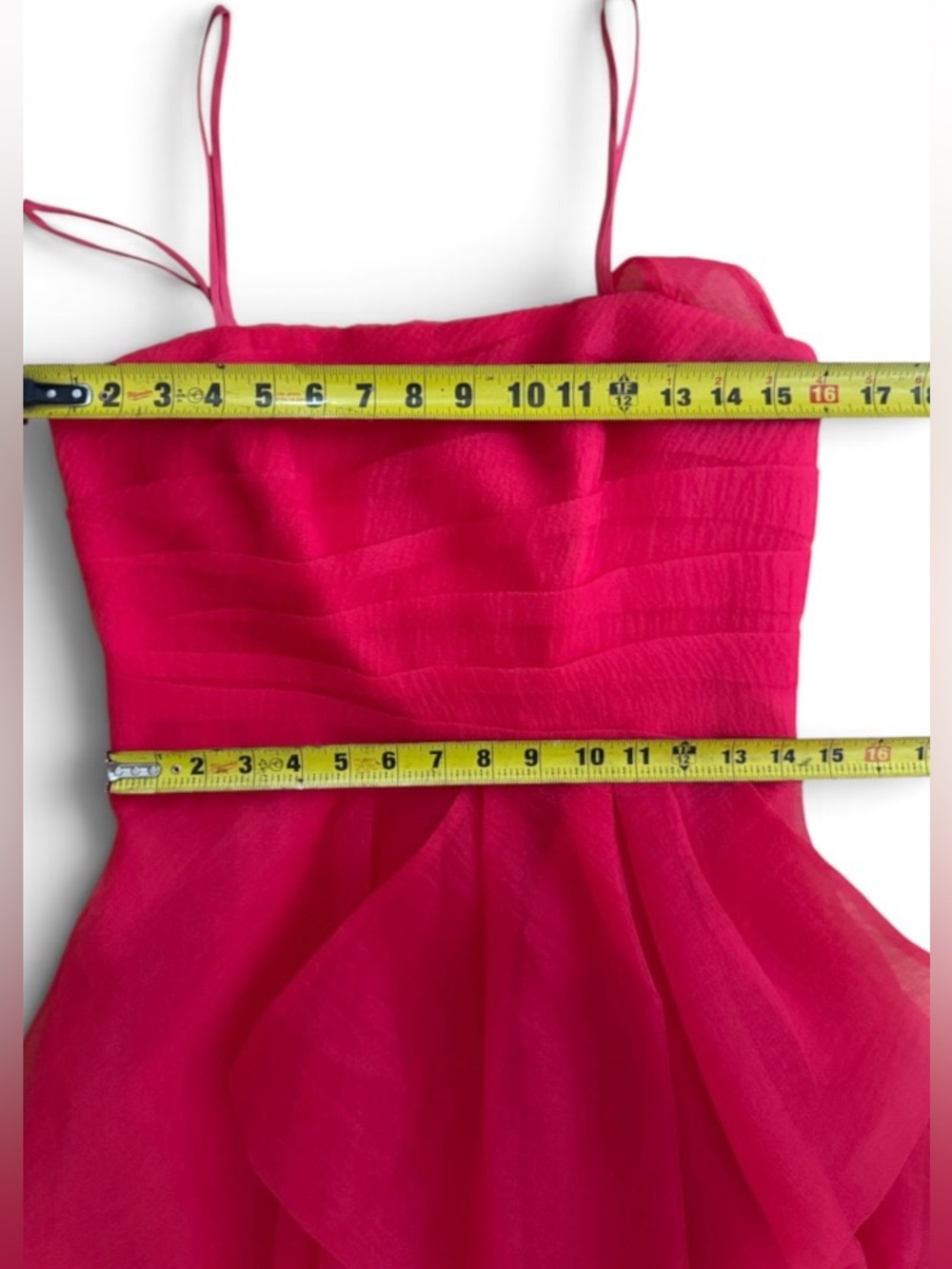THeIA Teresa Strapless Draped Gown Red Ruffled Strap Evening Dress Size 8 - Picture 16 of 16